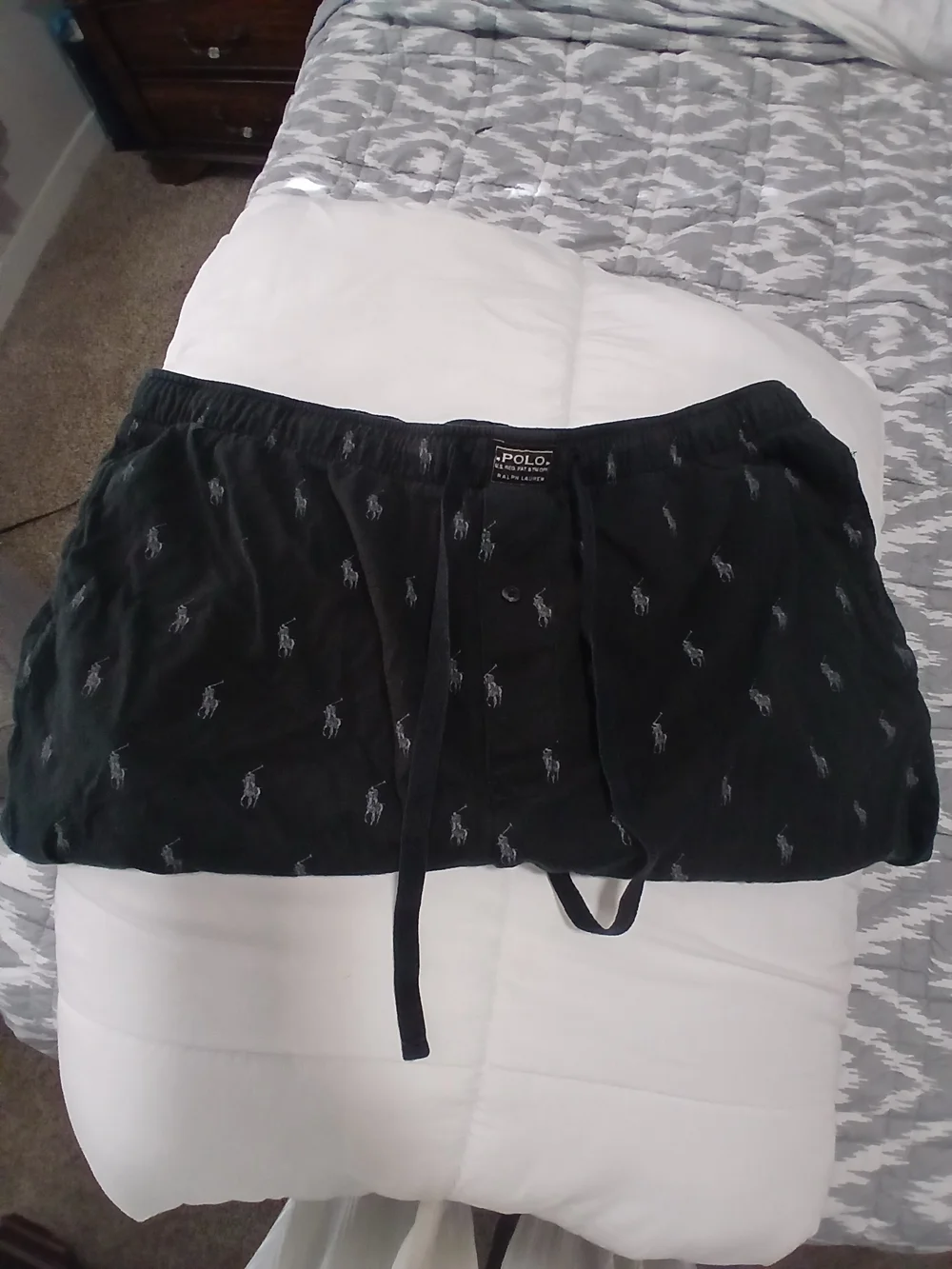 Ralph Lauren Big And Tall Black Polo Pony Pattern Shorts For Men